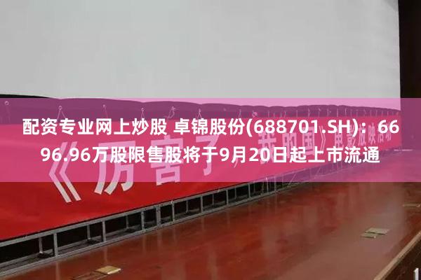 配资专业网上炒股 卓锦股份(688701.SH)：6696.96万股限售股将于9月20日起上市流通