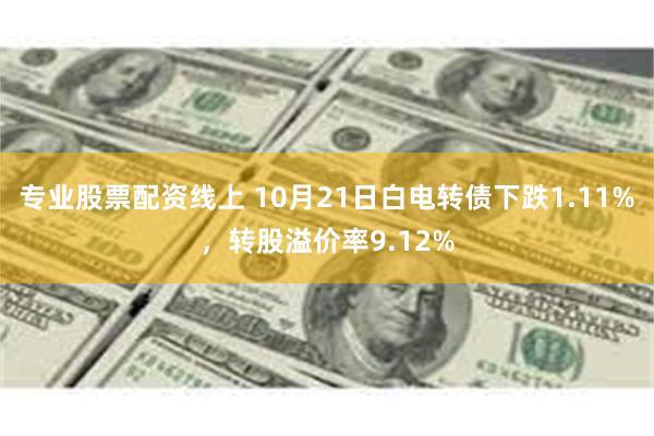 专业股票配资线上 10月21日白电转债下跌1.11%，转股溢价率9.12%