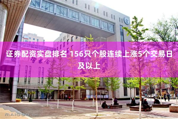 证券配资实盘排名 156只个股连续上涨5个交易日及以上